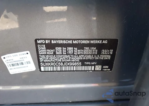 2018 BMW X5 xDrive35I z USA, uszkodzony, nr VIN 5UXKR0C58J0X99855